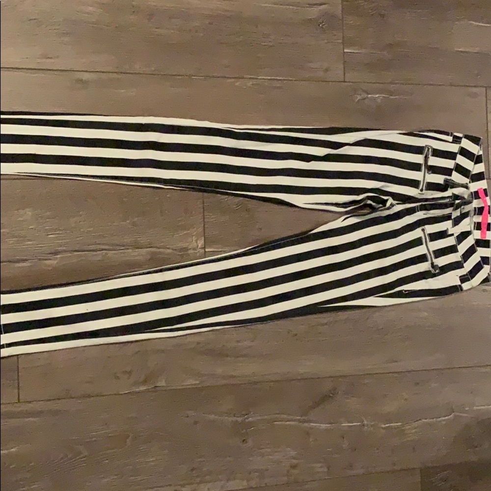 Black and white stripe jeans